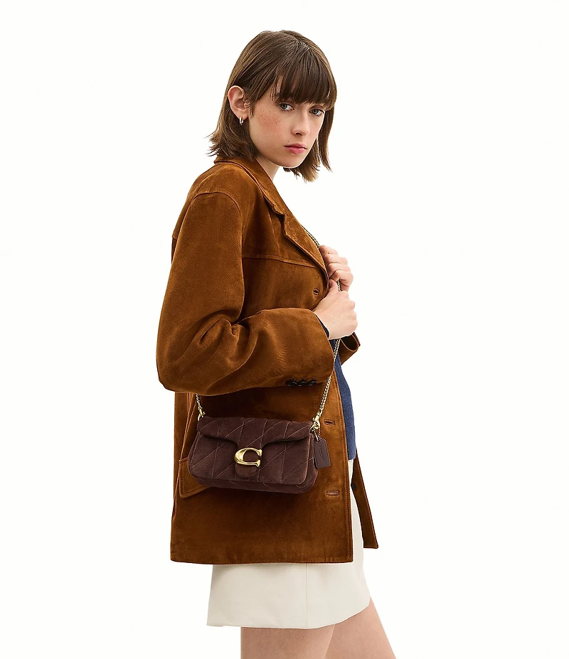 COACH Tabby 19 Quilted Suede Chain Crossbody Wristlet Bag