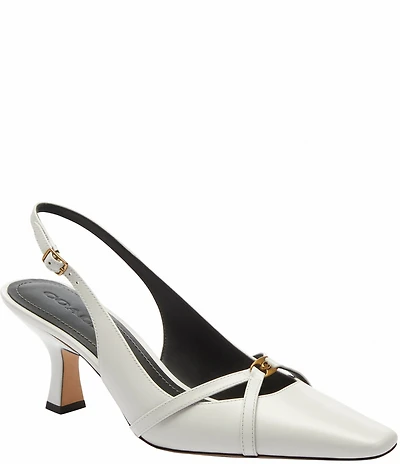 COACH Rowyn Leather Logo Detail Slingback Pumps