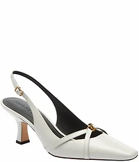 COACH Rowyn Leather Logo Detail Slingback Pumps