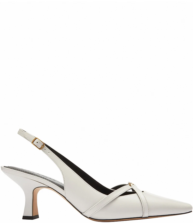 COACH Rowyn Leather Logo Detail Slingback Pumps