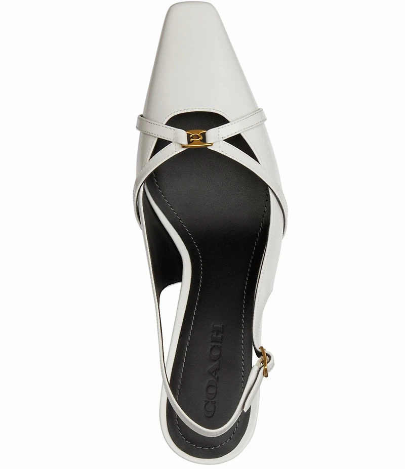 COACH Rowyn Leather Logo Detail Slingback Pumps