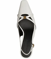 COACH Rowyn Leather Logo Detail Slingback Pumps