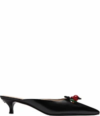 COACH Runway Leather Cherry Ornament Kitten Heel Mules