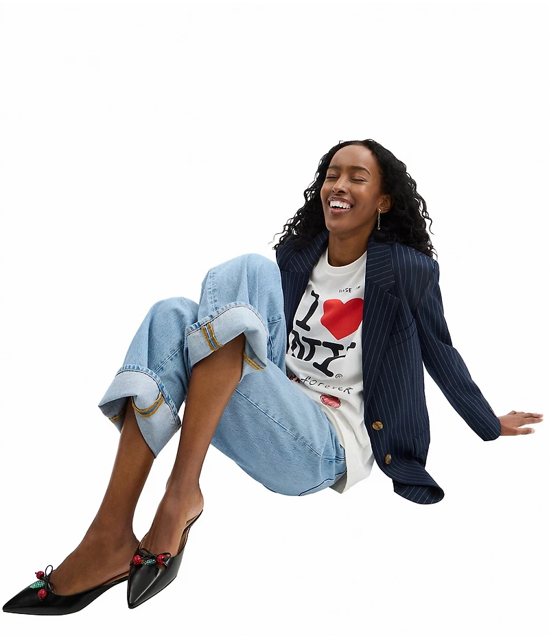 COACH Runway Leather Cherry Ornament Kitten Heel Mules