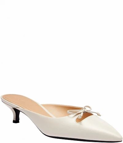 COACH Runway Leather Bow Kitten Heel Mules