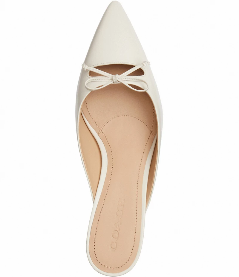 COACH Runway Leather Bow Kitten Heel Mules