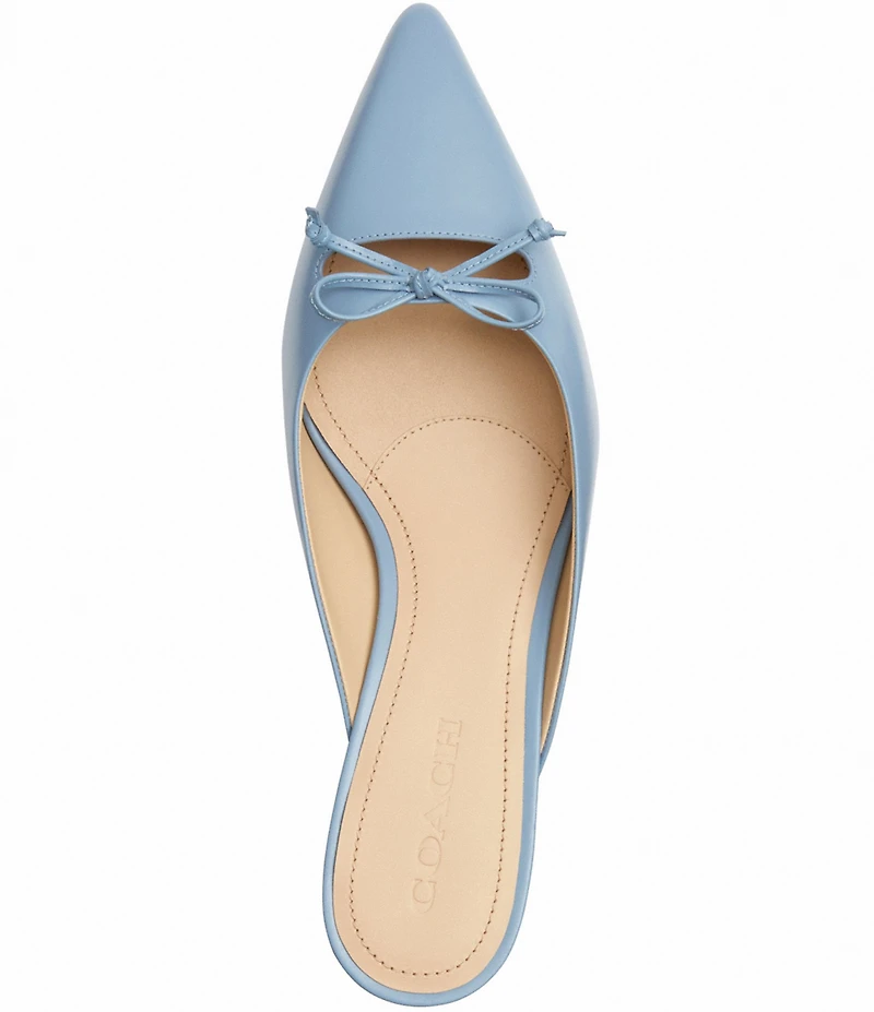 COACH Runway Leather Bow Kitten Heel Mules