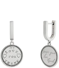 COACH Runway My Love Coin Charm Huggie Hoop Earrings