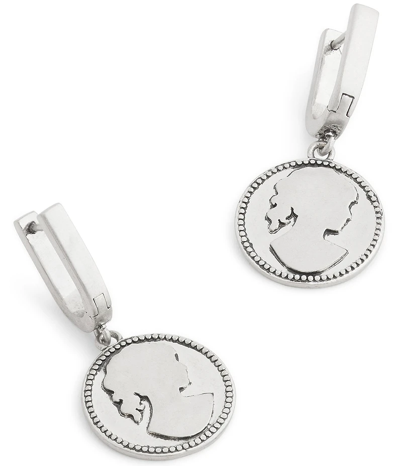 COACH Runway My Love Coin Charm Huggie Hoop Earrings