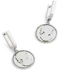 COACH Runway My Love Coin Charm Huggie Hoop Earrings