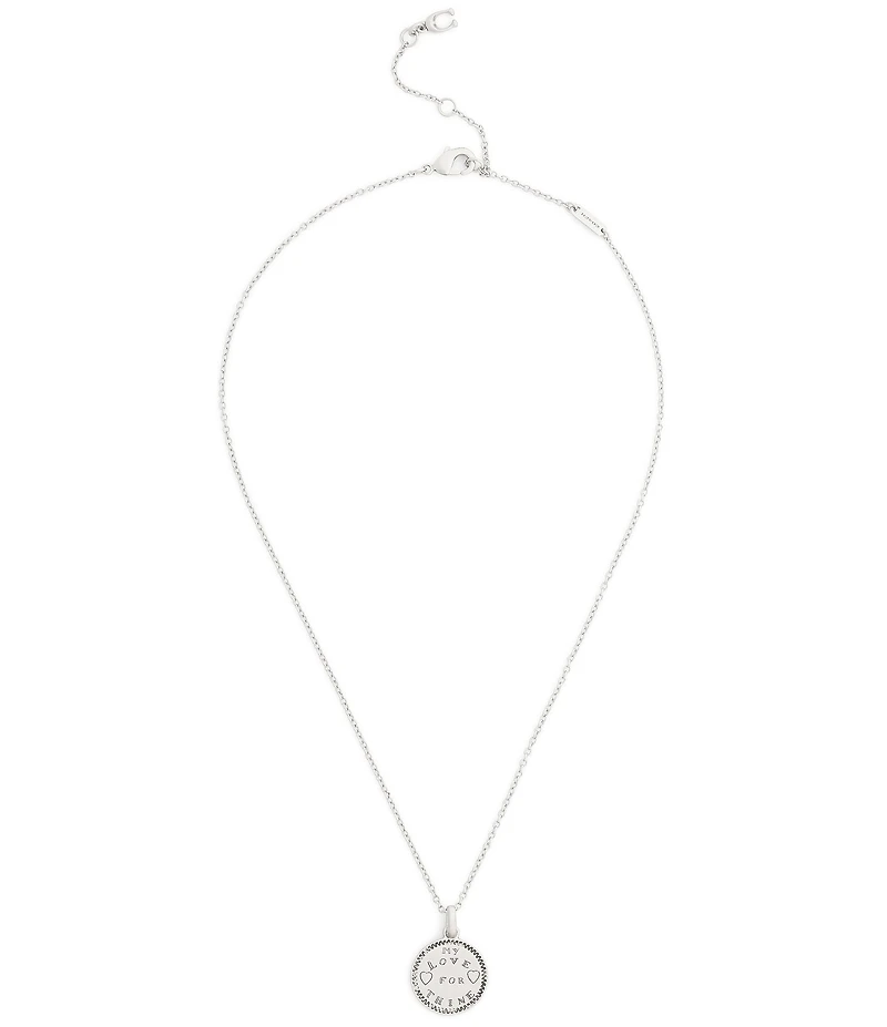 COACH Runway My Love Coin Charm Short Pendant Necklace