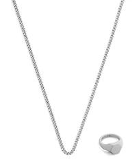 COACH Runway Signature Signet Ring Short Pendant Necklace