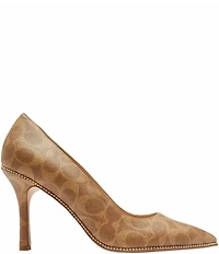COACH Samantha Signature Logo Coated Canvas Studded Dress Pumps