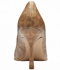 COACH Samantha Signature Logo Coated Canvas Studded Dress Pumps