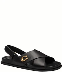 COACH Sculpted C Criss Cross Leather Sandals