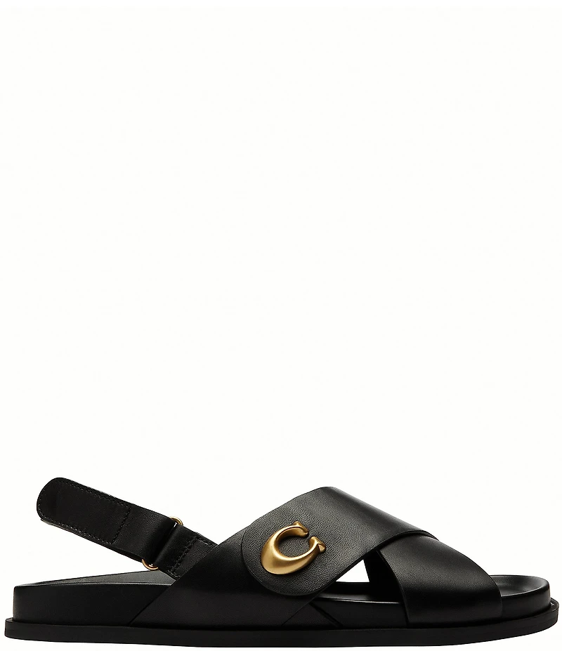 COACH Sculpted C Criss Cross Leather Sandals