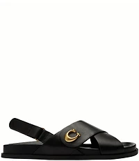 COACH Sculpted C Criss Cross Leather Sandals