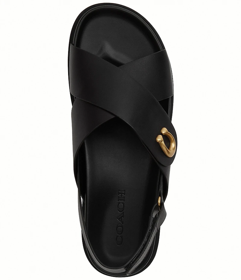 COACH Sculpted C Criss Cross Leather Sandals