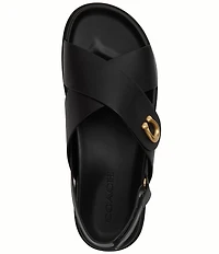 COACH Sculpted C Criss Cross Leather Sandals