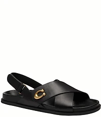COACH Sculpted C Criss Cross Leather Sandals