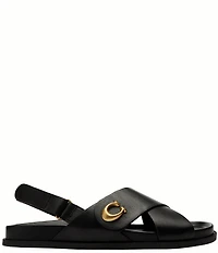 COACH Sculpted C Criss Cross Leather Sandals