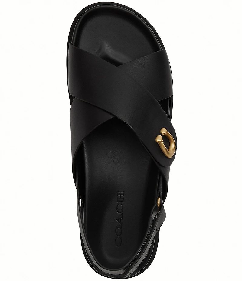COACH Sculpted C Criss Cross Leather Sandals