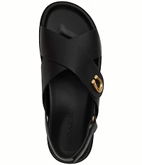COACH Sculpted C Criss Cross Leather Sandals