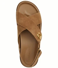 COACH Sculpted C Criss Cross Suede Sandals