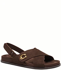COACH Sculpted C Criss Cross Suede Sandals