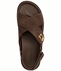 COACH Sculpted C Criss Cross Suede Sandals