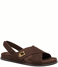 COACH Sculpted C Criss Cross Suede Sandals