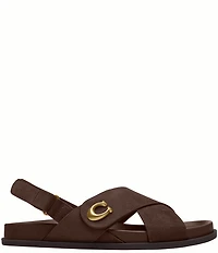 COACH Sculpted C Criss Cross Suede Sandals