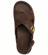 COACH Sculpted C Criss Cross Suede Sandals