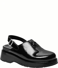 COACH Sculpted C Glazed Leather Slingback Platform Clogs