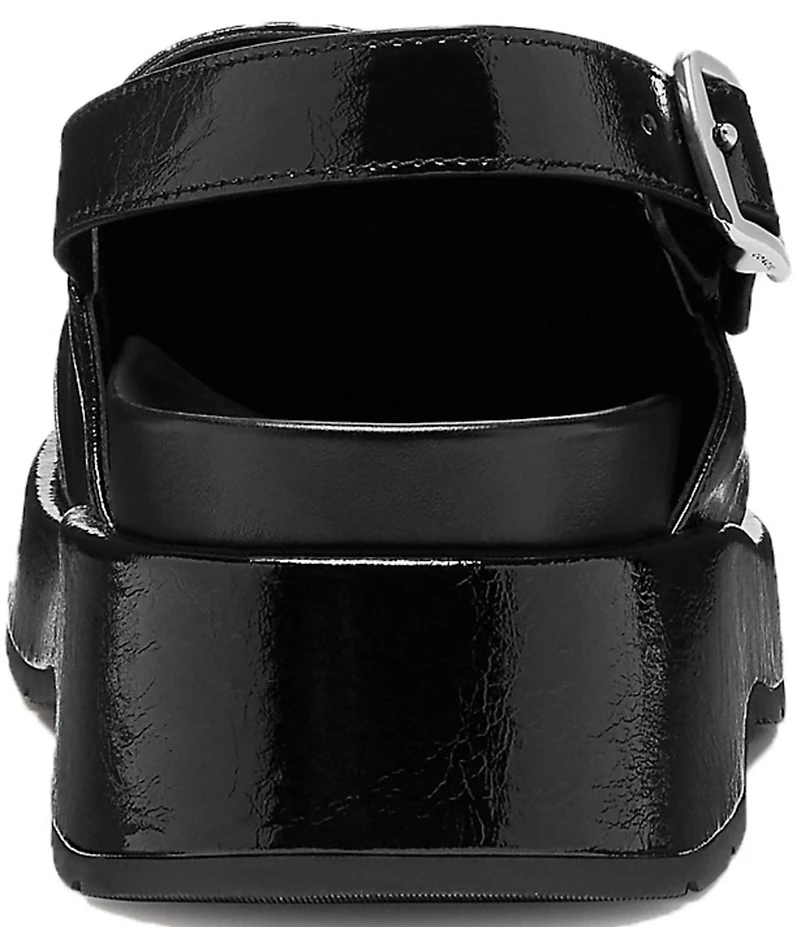 COACH Sculpted C Glazed Leather Slingback Platform Clogs