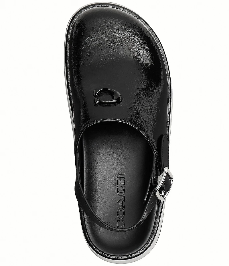 COACH Sculpted C Glazed Leather Slingback Platform Clogs