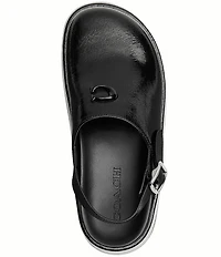 COACH Sculpted C Glazed Leather Slingback Platform Clogs