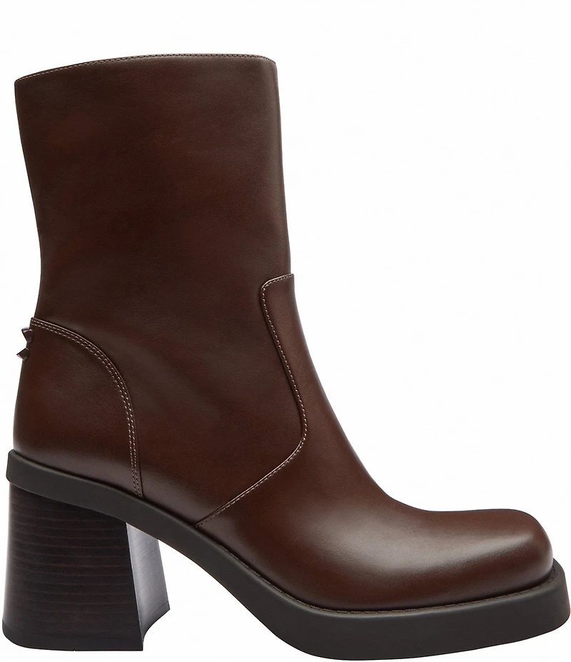 COACH Sculpted C Leather Block Heel Booties