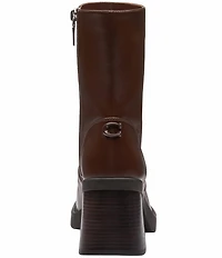 COACH Sculpted C Leather Block Heel Booties