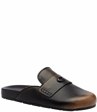 COACH Sculpted C Distressed Leather Logo Clogs
