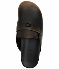 COACH Sculpted C Distressed Leather Logo Clogs