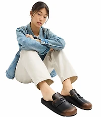 COACH Sculpted C Distressed Leather Logo Clogs