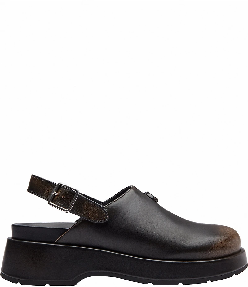 COACH Sculpted C Leather Logo Platform Clogs