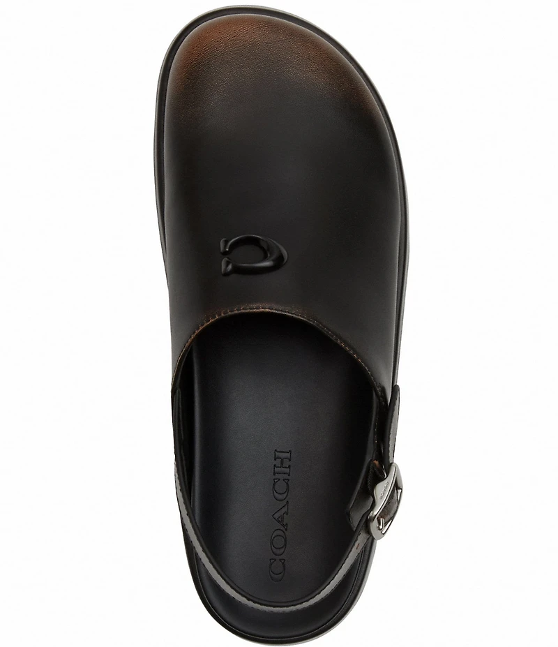 COACH Sculpted C Leather Logo Platform Clogs