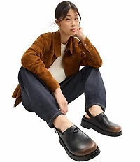 COACH Sculpted C Leather Logo Platform Clogs