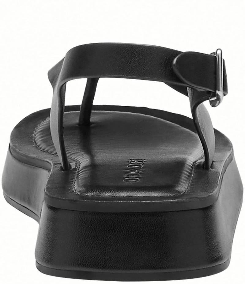 COACH Sculpted C Leather Platform Thong Sandals