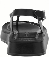 COACH Sculpted C Leather Platform Thong Sandals