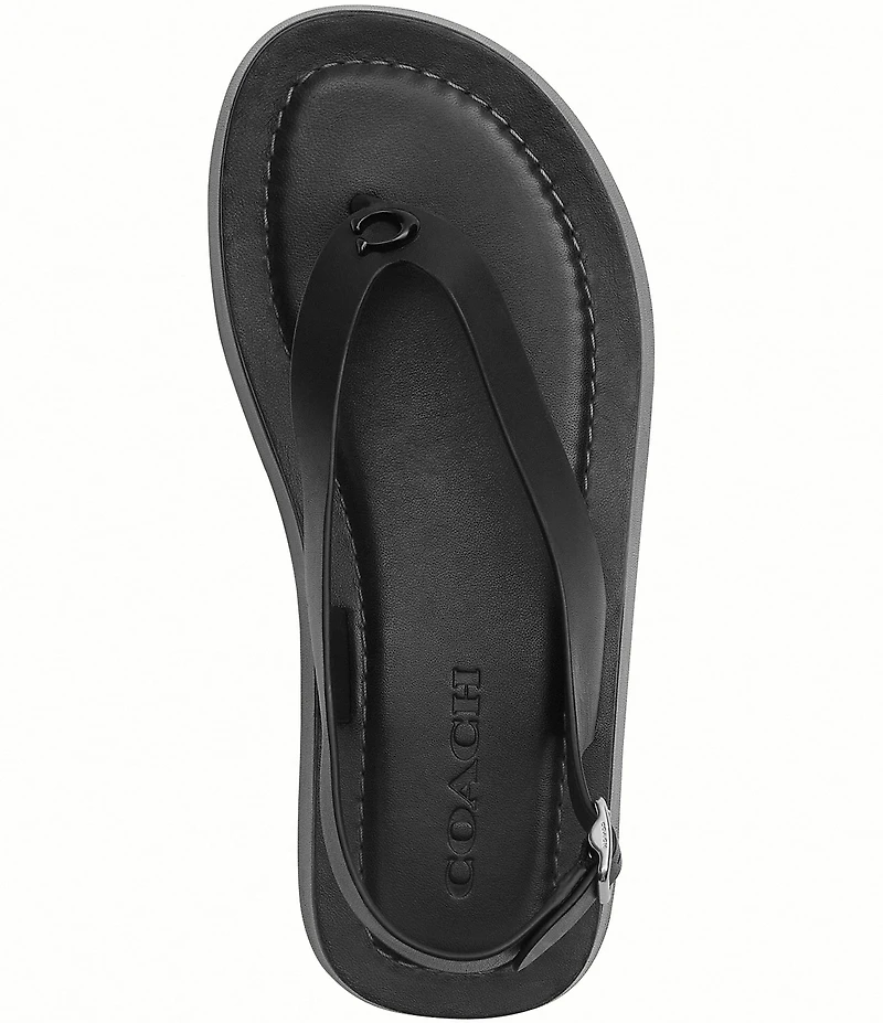 COACH Sculpted C Leather Platform Thong Sandals