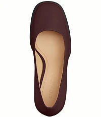 COACH Sculpted C Leather Square Toe Platform Block Heel Pumps