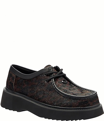 COACH Sculpted C Leopard Print Calf Hair Chukka Oxfords